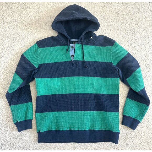 Beams Japan Double Face Hoodie Mens Medium Sweatshirt Preppy Stripe Thermal - Picture 1 of 16